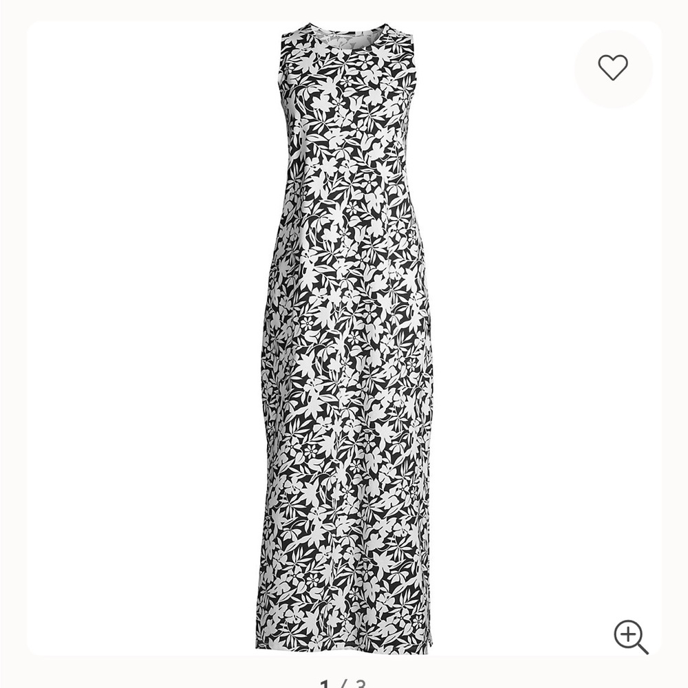 Lands' End Black and White Floral Swim Coverup